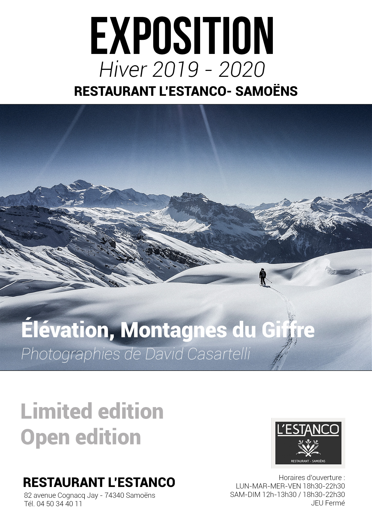 affiche expo david casartelli restaurant estanco samoëns