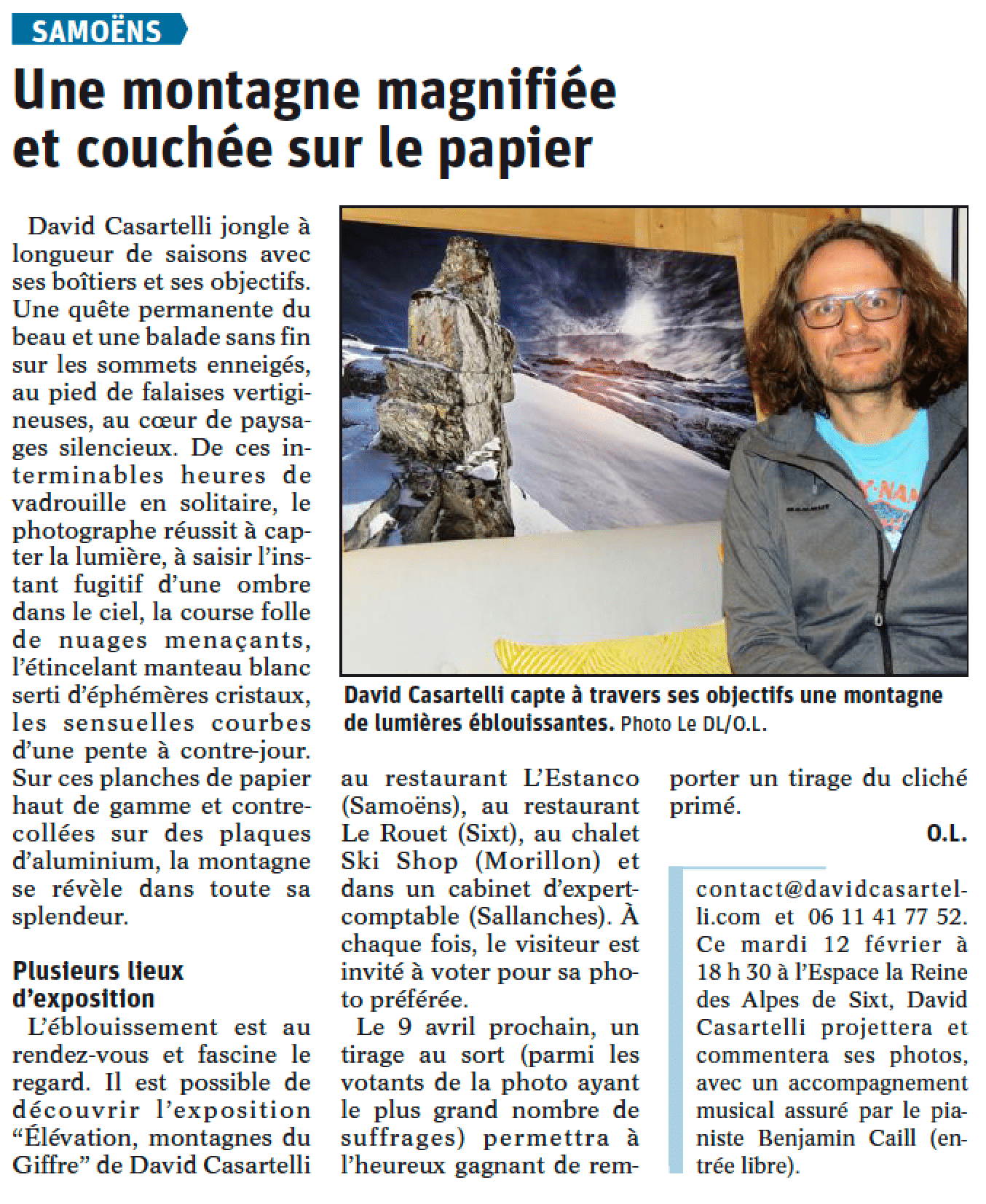 article presse Dauphiné David Casartelli 10-02-2019