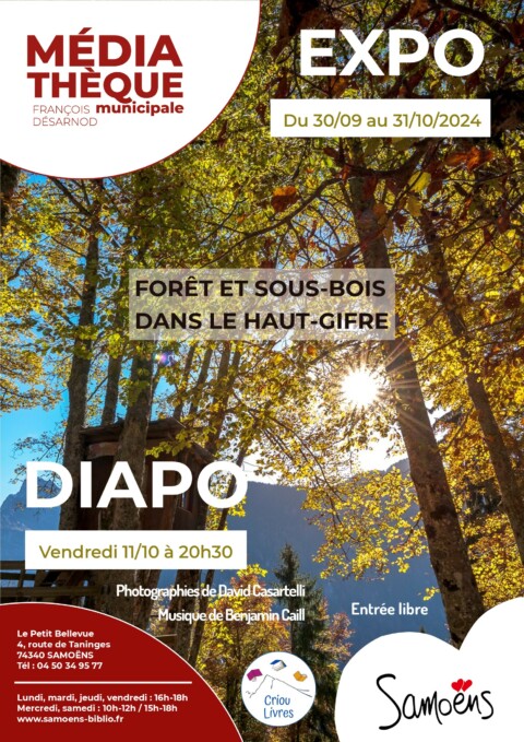 affiche expo photo médiathèque samoëns des photos de David Casartelli en octobre 2024