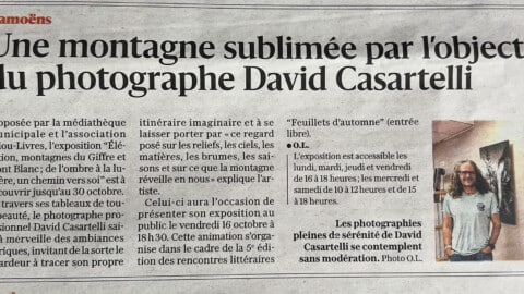 article du dauphiné libéré sur expo photo david casartelli médiathèque samoëns